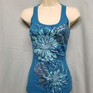 Vanity racerback floral sparkle tank